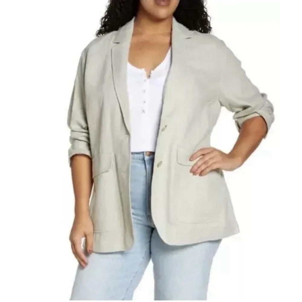 Madewell Linen Breezewoven Larsen Blazer 2X Oversized Two Button‎ Preppy Work